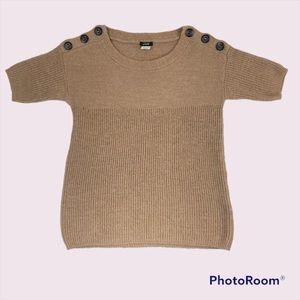 J. Crew Sweater Short Sleeve Tan Extra Small